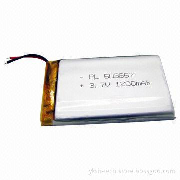 Soft Pack Lithium Polymer Battery, ICS503857, 3.7V, 1,200mAh for GPS/MP4/Small Portable Devices